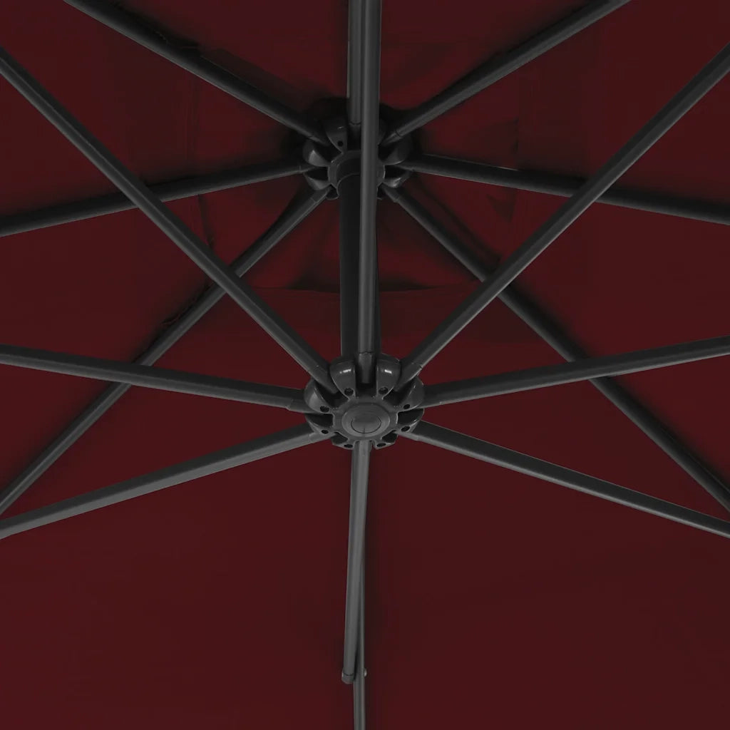 Ombrellone a Sbalzo con Palo in Acciaio 250x250 cm Rosso Vino 312510