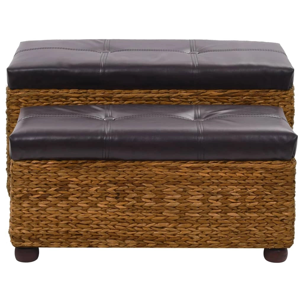 Set di 2 panche in giacinto d'acqua 85 x 40 x 45 cm marrone 02_0010731