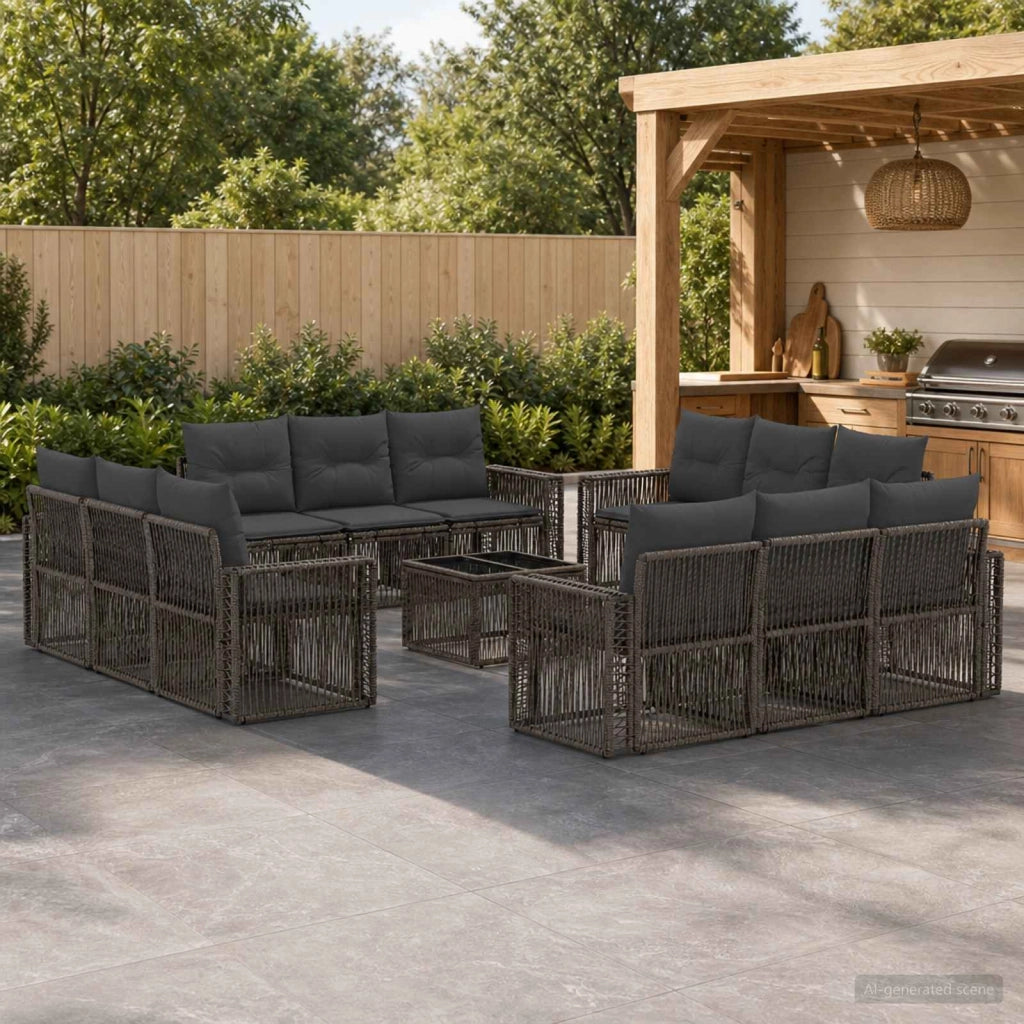 Set Divano da Giardino 13 pz Grigio e Grigio Scuro polyrattan 3435077