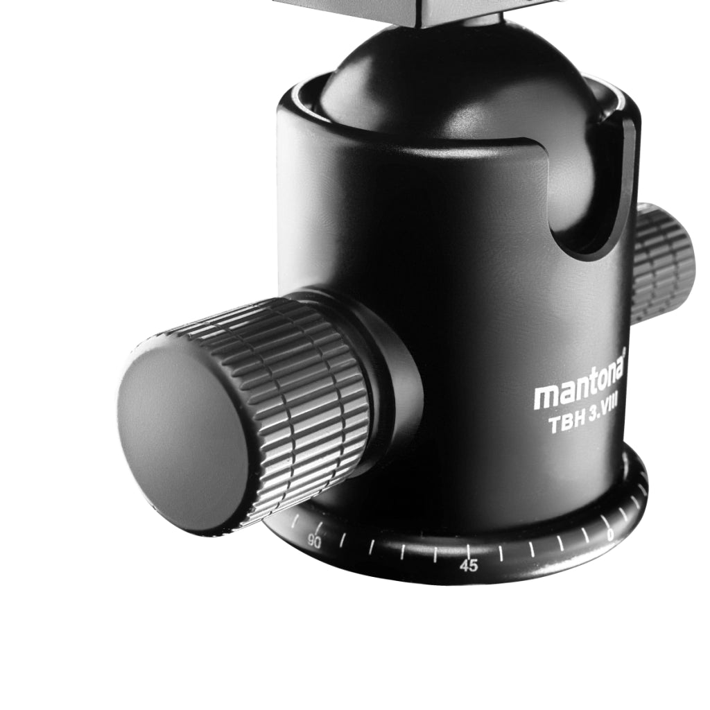 Mantona Basic TBH 3. VIII testa a sfera - testa a sfera panoramica a 360°, portata 25 kg, altezza 12 cm, peso 740 g, per treppiede fotografico, fotocamera DSLR e DSLM