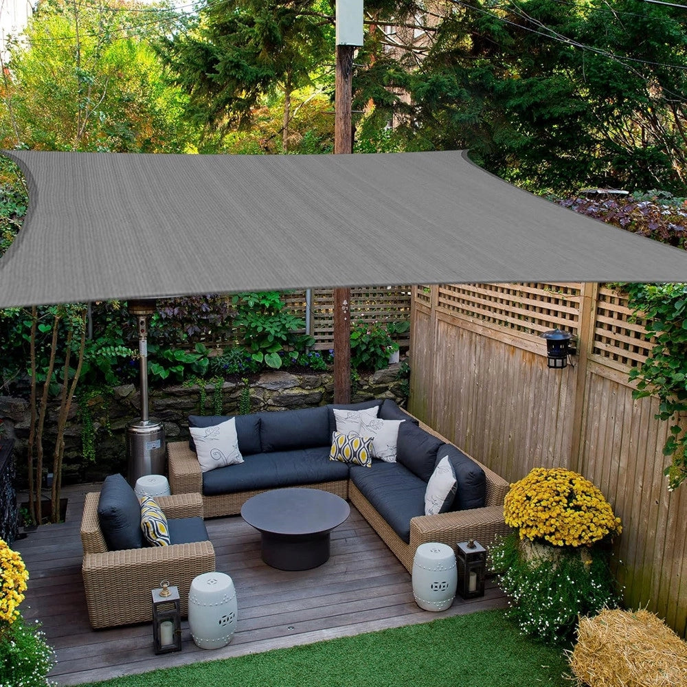 Trade Shop - Tenda Vela Ombreggiante Parasole Da Esterno Terrazze Giardino Patio Quadrata 4 X 4 Mt - Grigio