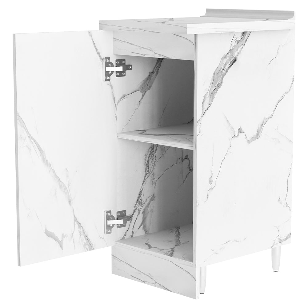 Mobile Base da Cucina Componibile 1 Anta in Legno Bianco Effetto Marmo