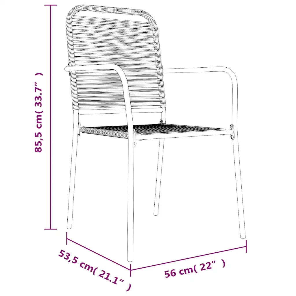 Set da Pranzo da Giardino 5 pz Nero Corda di Cotone e Acciaio 3156540