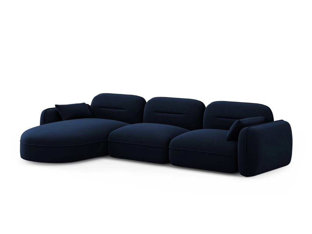 Cosmopolitan Design - Divano angolare modulare sinistro "Sydney" 4 posti in velluto blu reale 