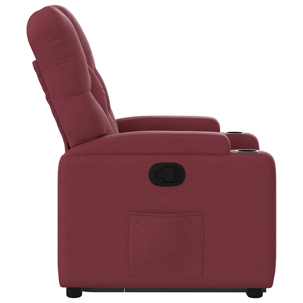 Poltrona | Sedia Relax Alzapersona Reclinabile Rosso Vino in Tessuto