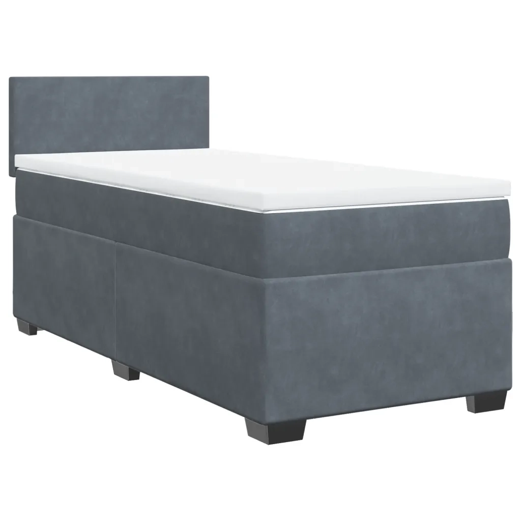 Giroletto a Molle con Materasso-Struttura Letto Grigio Scuro 80x200 cm Velluto 647596