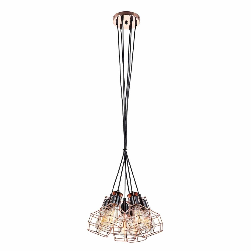 Italux Perifo lampadario industriale nero rame 6xE27