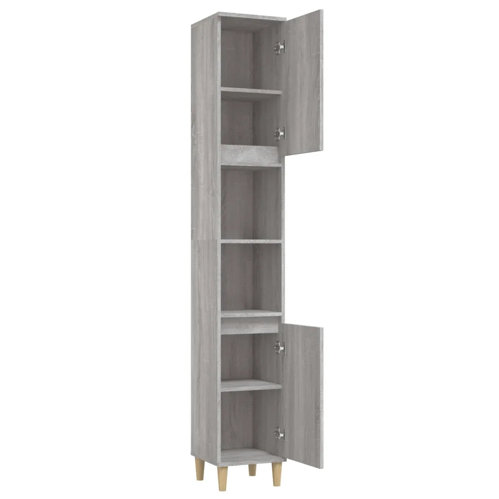 Armadietto Bagno | Armadio da bagno Grigio Sonoma 30x30x190cm in Legno Multistrato