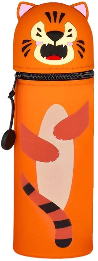 Etui a doppia funzione in silicone - Birra, etui morbido in silicone per matite, contenitore e astuccio per matite, contenitore (tigre)
