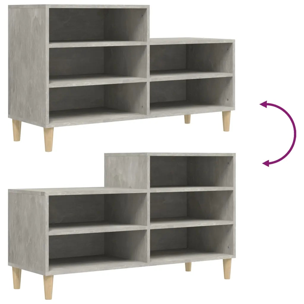 Scarpiera Grigio Cemento 102x36x60 cm in Legno Multistrato 819728