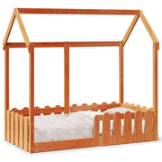 Giroletto Casetta Bambini | Letto Infantile | Lettino Marrone Cera 70x140 cm Massello Pino