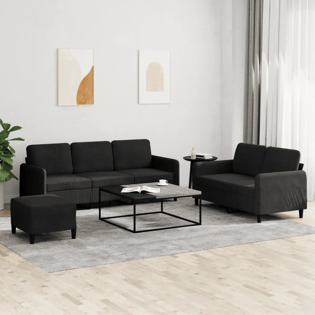 Set di Divani 3 pz Nero in Vellutocod mxl 106849