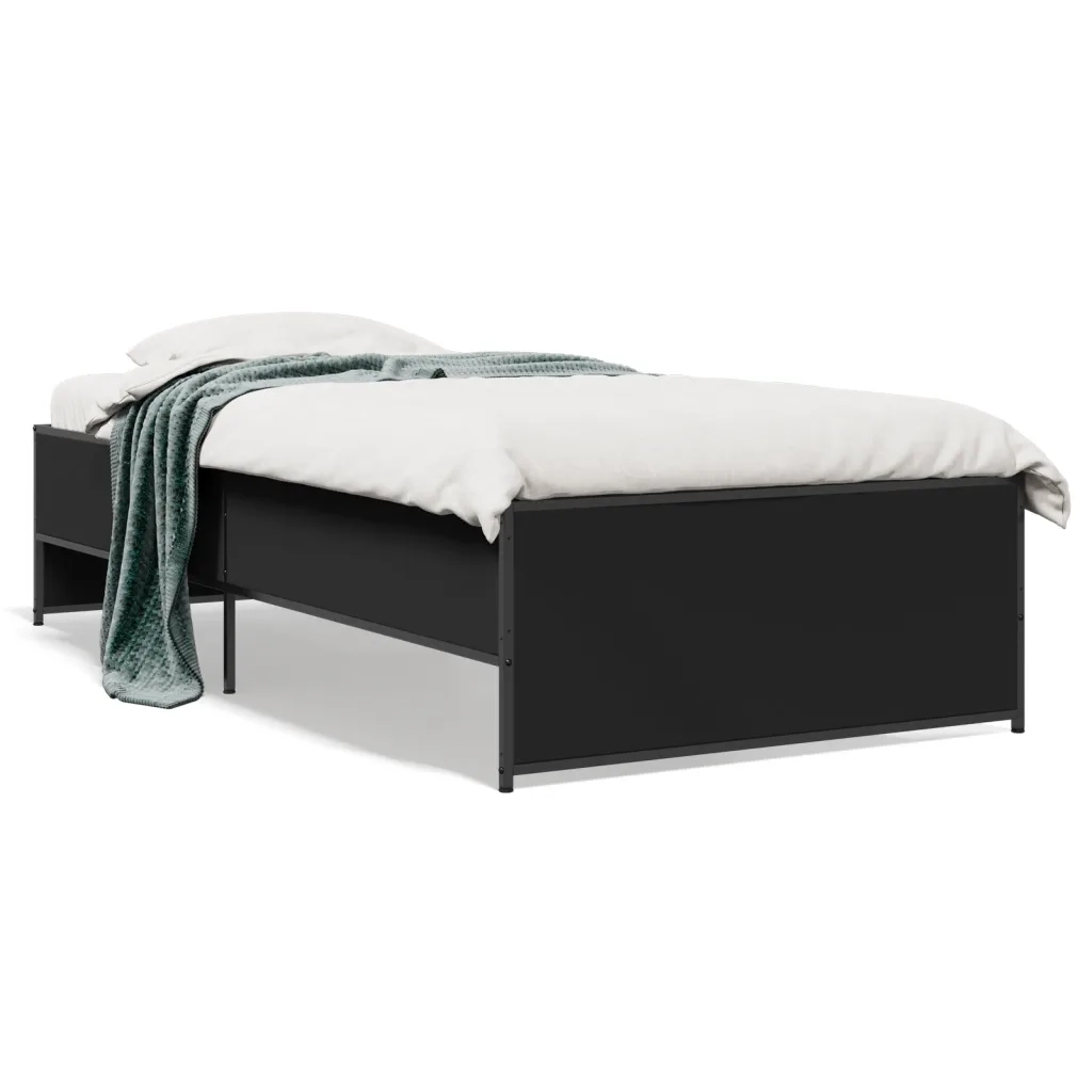 Giroletto-Struttura Letto Nero 100x200 cm in Legno Multistrato e Metallo 872777