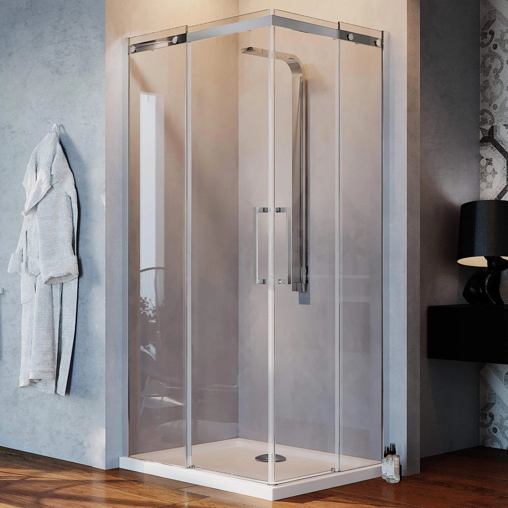 Box Doccia Angolare 70x75 cm 2 Ante Scorrevoli in Cristallo Trasparente 8mm H200 Fosterberg Horsens Sinistro