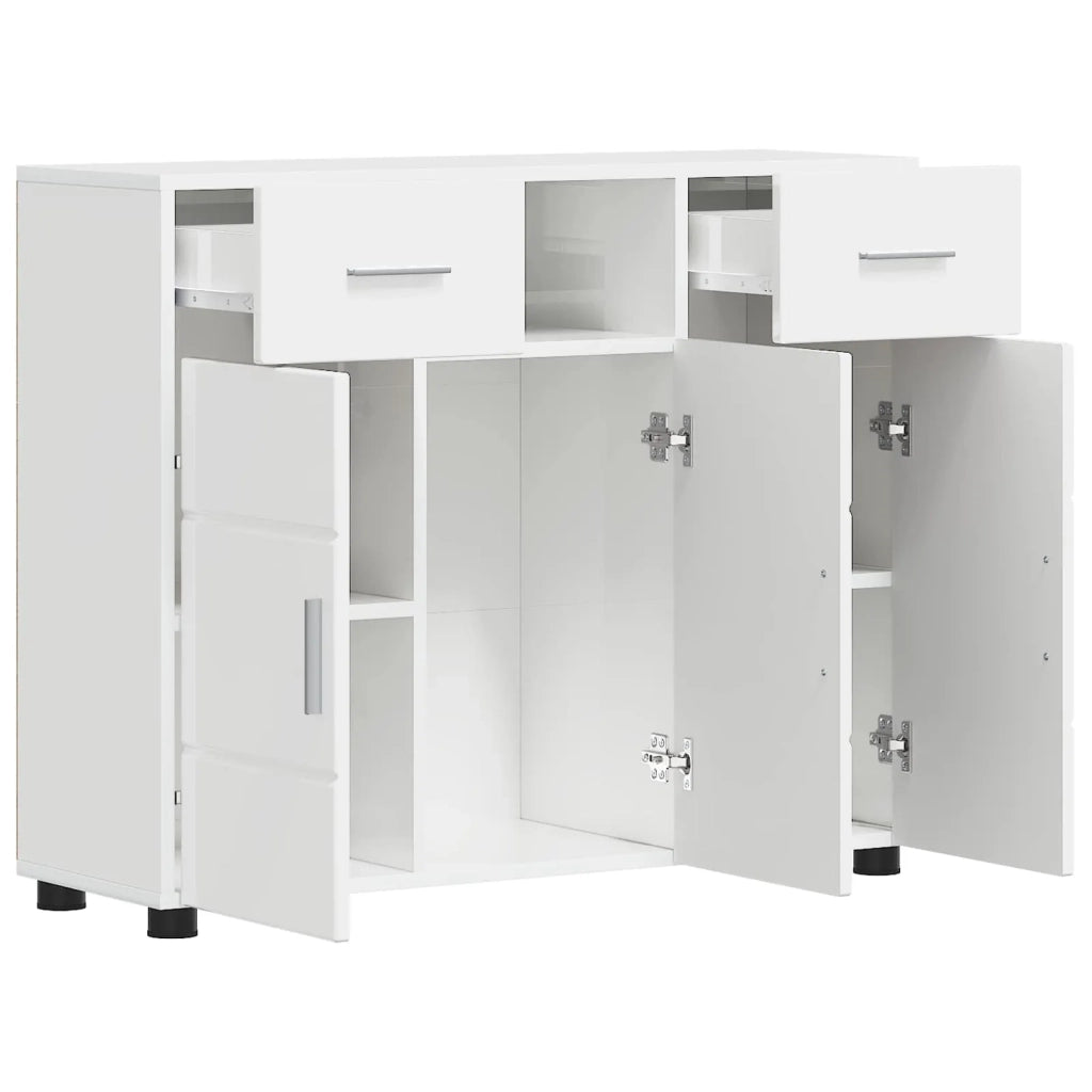 Armadio in Legno con cassetto Bianco Lucido 88,5 x 30,5 x 73 cm