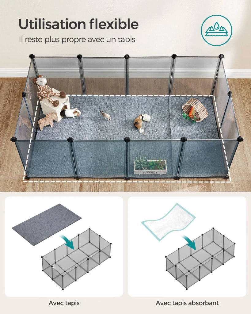 Recinto recinto gabbia recinto con pavimento interno modulare in plastica per porcellini d'India conigli ricci piccoli animali bianco 12_0006898