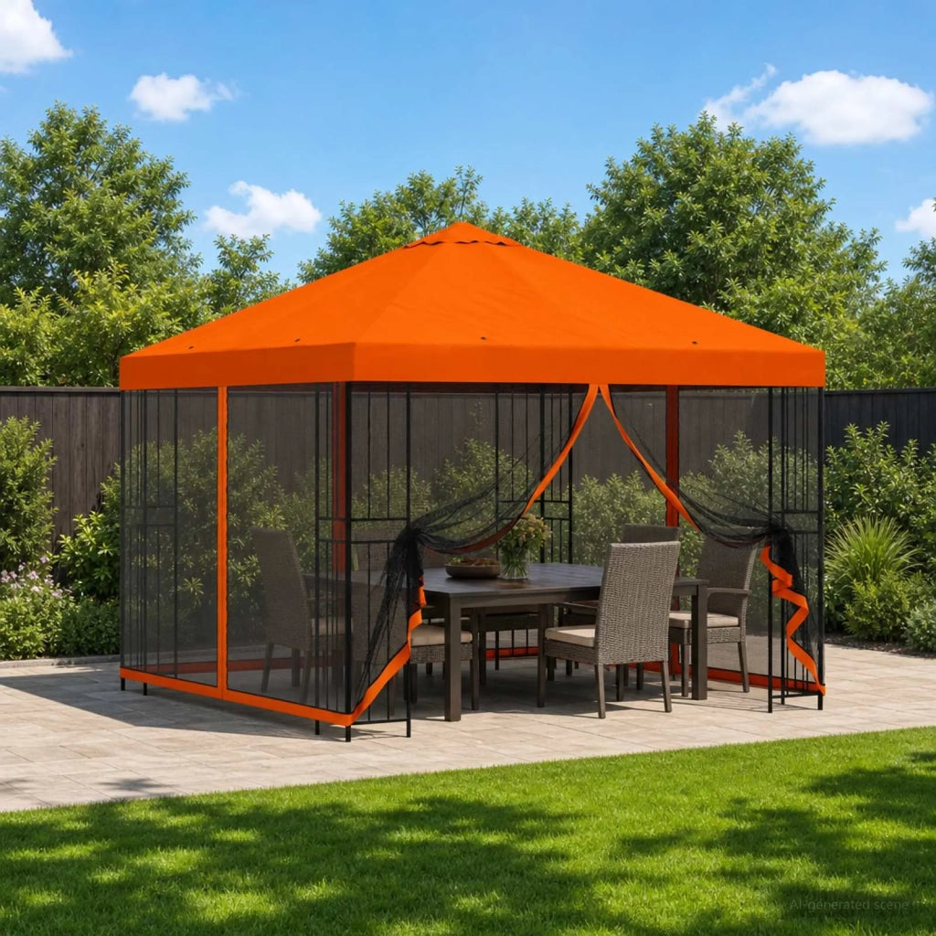 Gazebo | Pergolato da giardino con pareti laterali 3 x 3 m Arancione