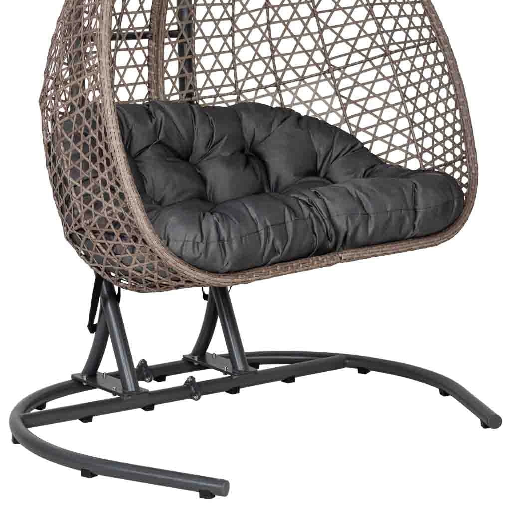 Poltrona sospesa a due posti in alluminio marrone, 133x110x202 cm