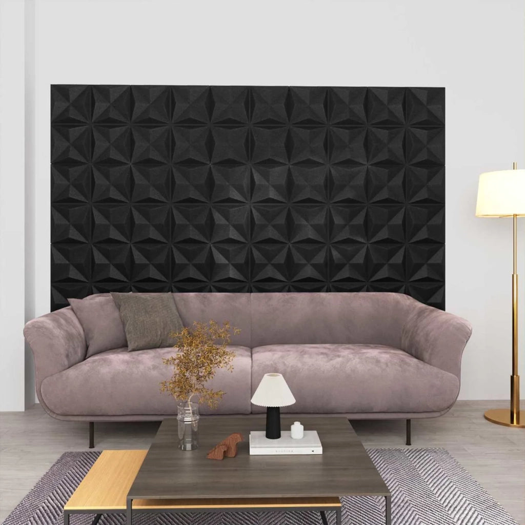 Pannelli da parete 48 pcs Origami Nero 50 x 50 cm Schiuma XPS