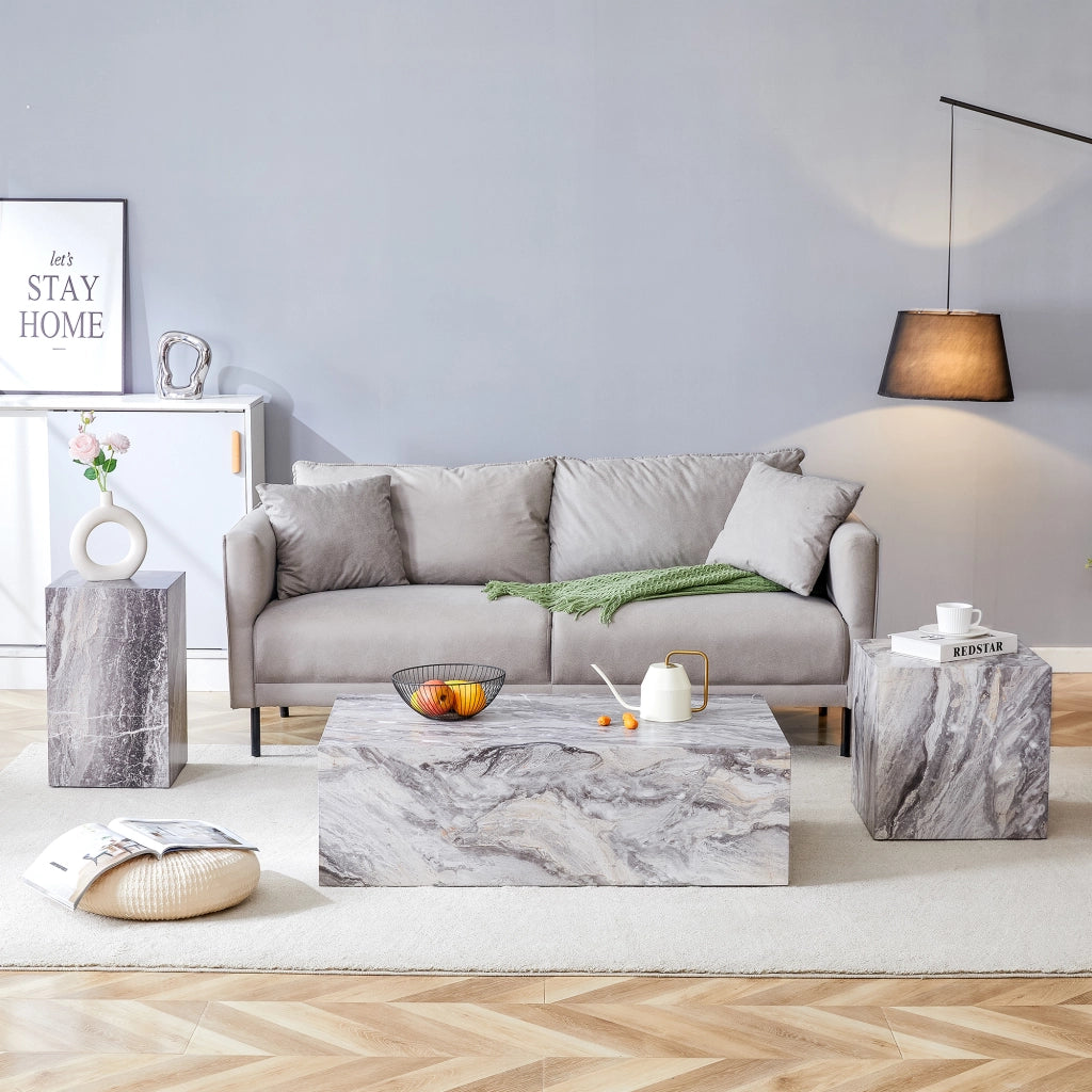 TAVOLINO DA SALOTTO 90x50x30 cm Grigio Effetto Marmo MDF