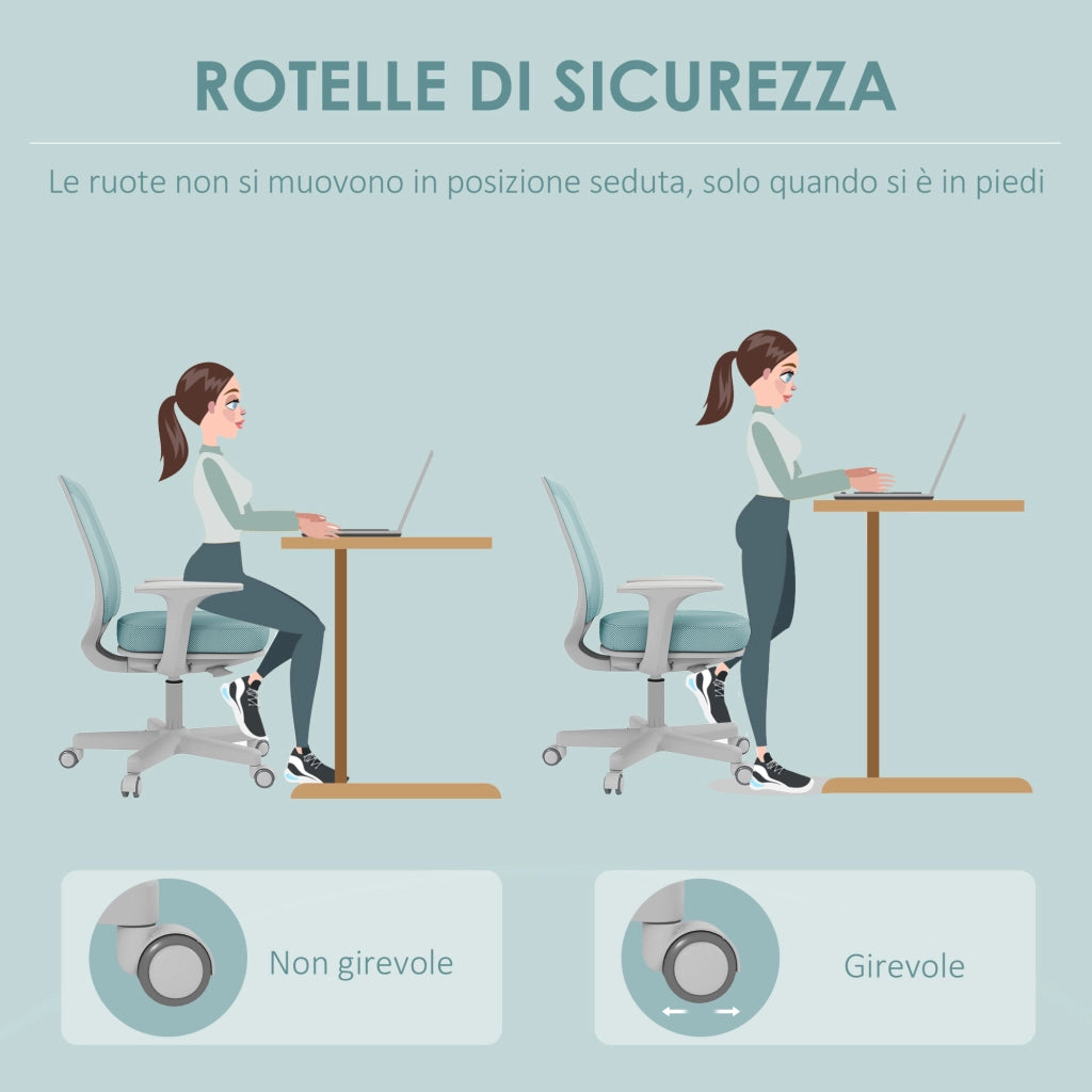 Sedia da Ufficio Ergonomica ¨C Zephmum ¨C Verde Chiaro 55x48x82.5-94.5 cm