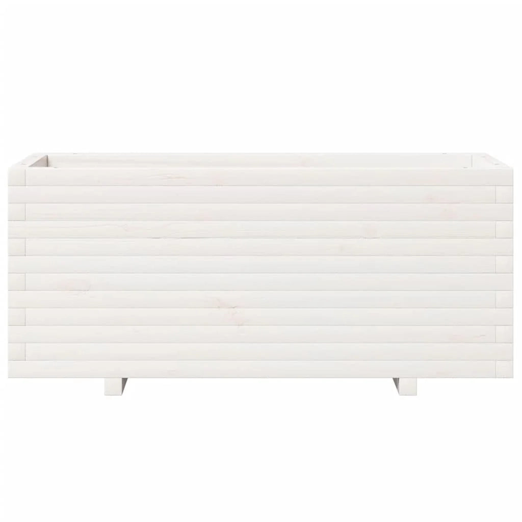 Fioriera rialzata per piante e fiori terrazza giardino 110 x 40 x 49,5 cm legno di pino massiccio bianco 02_0037343