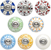 Pomelli ceramici - manufatti a mano dipinti - 8 pezzi - 40mm
