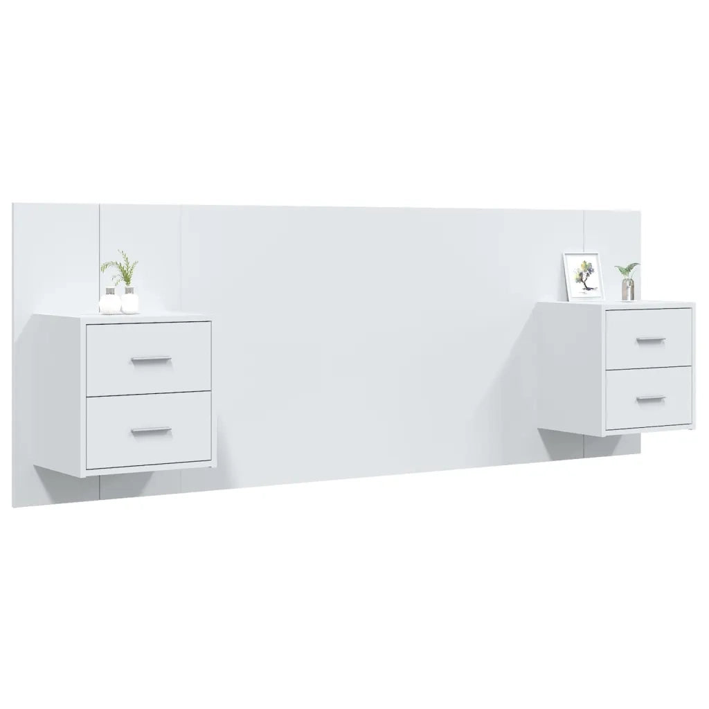 Testiera per Letto con Comodini in Legno Multistrato Bianco cod mxl 51206