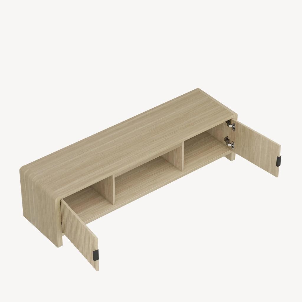 Mobile TV Lukkodso con 2 Ante e Vano Centrale Aperto 150x40x40 cm Effetto Rovere [en.casa]