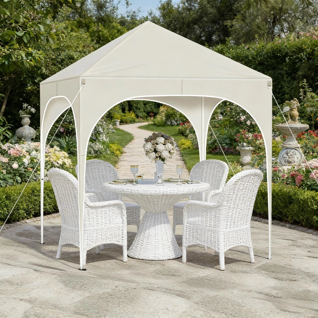 Gazebo pieghevole 2x2 m in metallo con pareti laterali, tessuto Oxford 210D impermeabile, colore beige