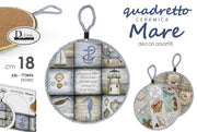 Sottopentola quadretto da appendere tondo in Ceramica decoro mare 18 cm 3 Decori