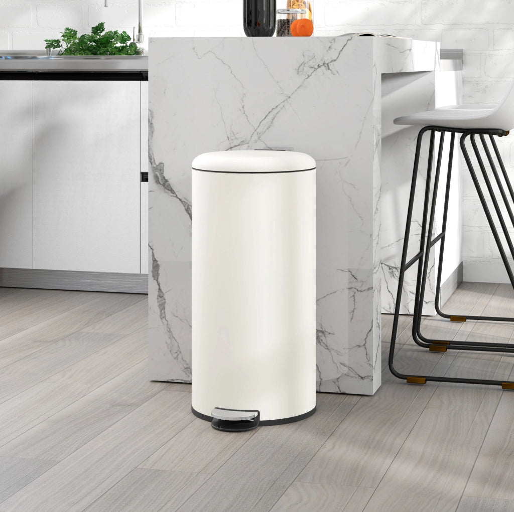 Pattumiera a pedale 30 L avorio con coperchio soft-close