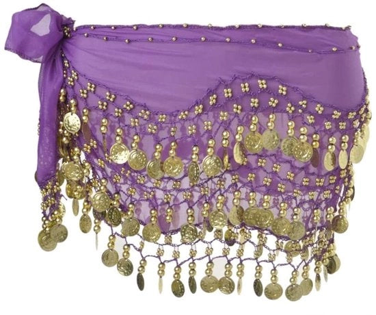 Riduzione della Cintura Premium Qualità - Foulard Chiffon con 128 Monete - Foulard da Danza - Costume da Danza per la Cintura - Adatto per Ragazze e Donne