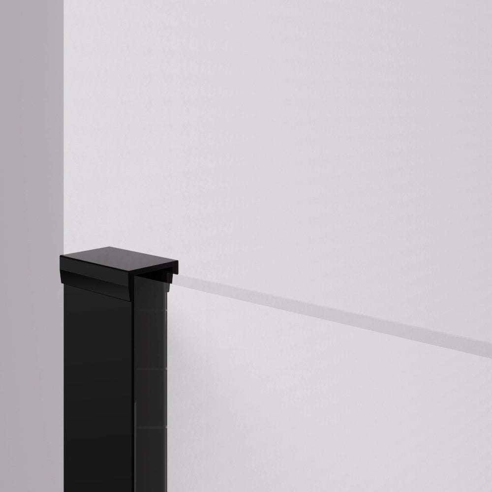 Box Doccia Walk In 70 cm h200 Profilo Nero Opaco Vetro Anticalcare Trasparente 8 mm | Cleò