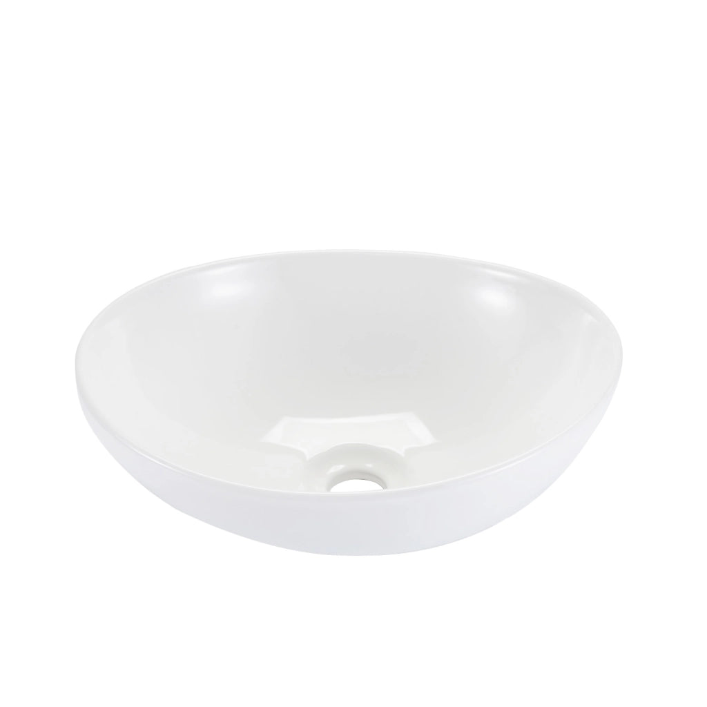 ZMH Lavabo ovale da appoggio in ceramica bianco lucido 41x33x14,5cm