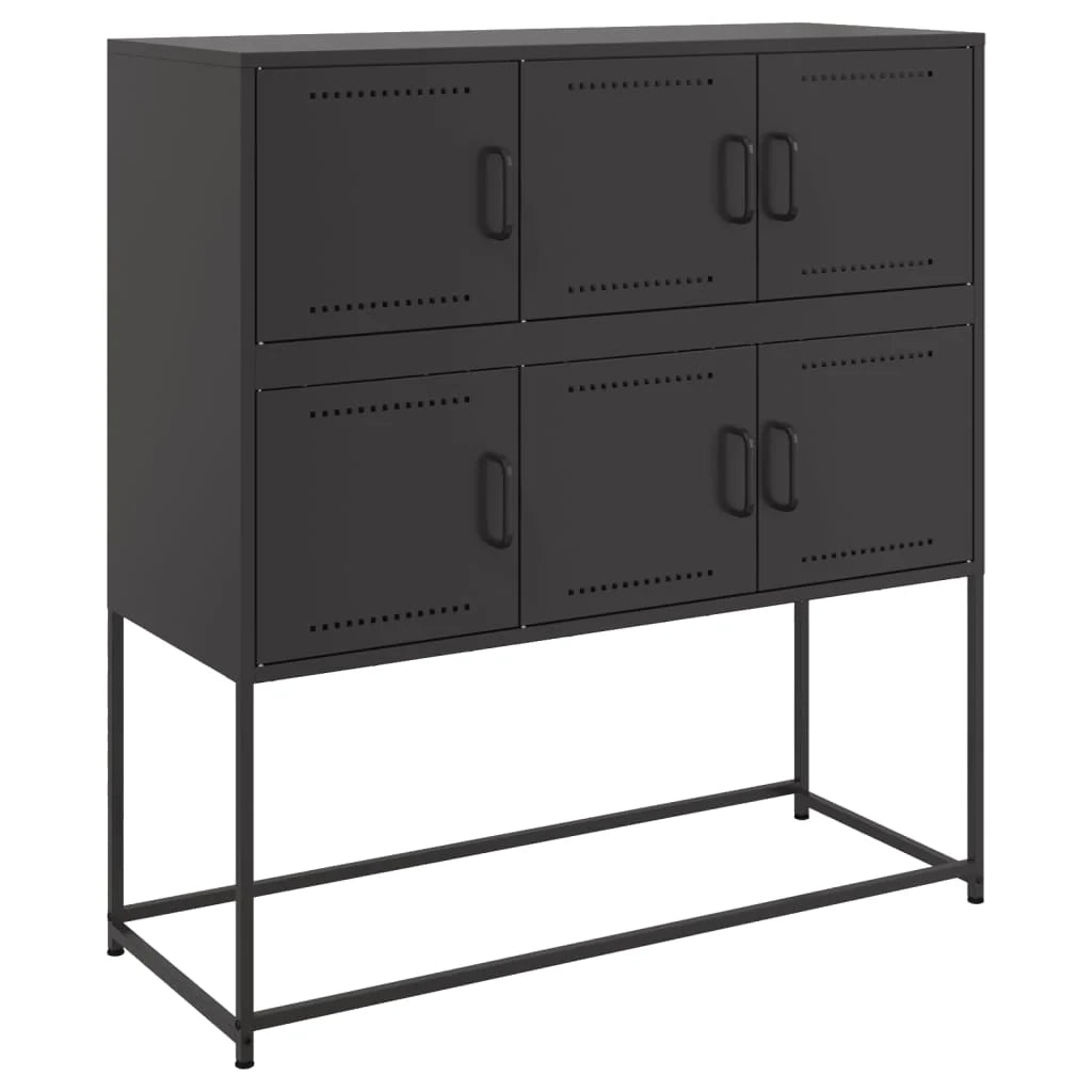 Buffet credenza cassettiera armadio mobile contenitore organizer per cucina soggiorno salotto 100,5 x 39 x 107 cm acciaio nero 02_0035779