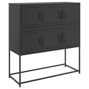 Buffet credenza cassettiera armadio mobile contenitore organizer per cucina soggiorno salotto 100,5 x 39 x 107 cm acciaio nero 02_0035779
