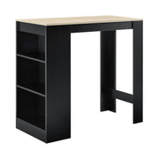 Bancone Tavolo Alto da Bar Kouvola con 3 Scomparti Aperti 110x50x103 cm - Nero/Effetto Rovere [en.casa]