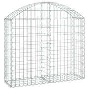 Cesto gabbione recinzione a gabbia muro di contenimento ad arco 100 x 30 x 80/100 cm ferro zincato argento 02_0039959