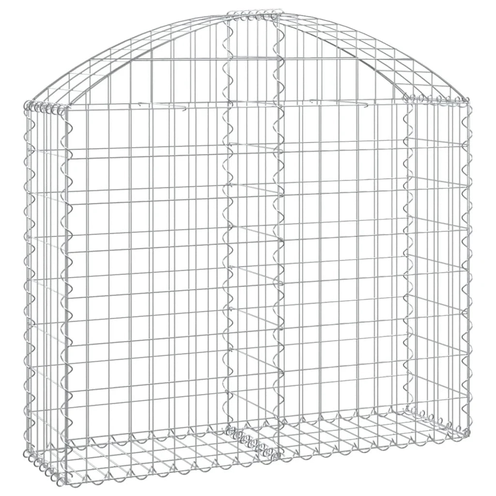 Cesto gabbione recinzione a gabbia muro di contenimento ad arco 100 x 30 x 80/100 cm ferro zincato argento 02_0039959