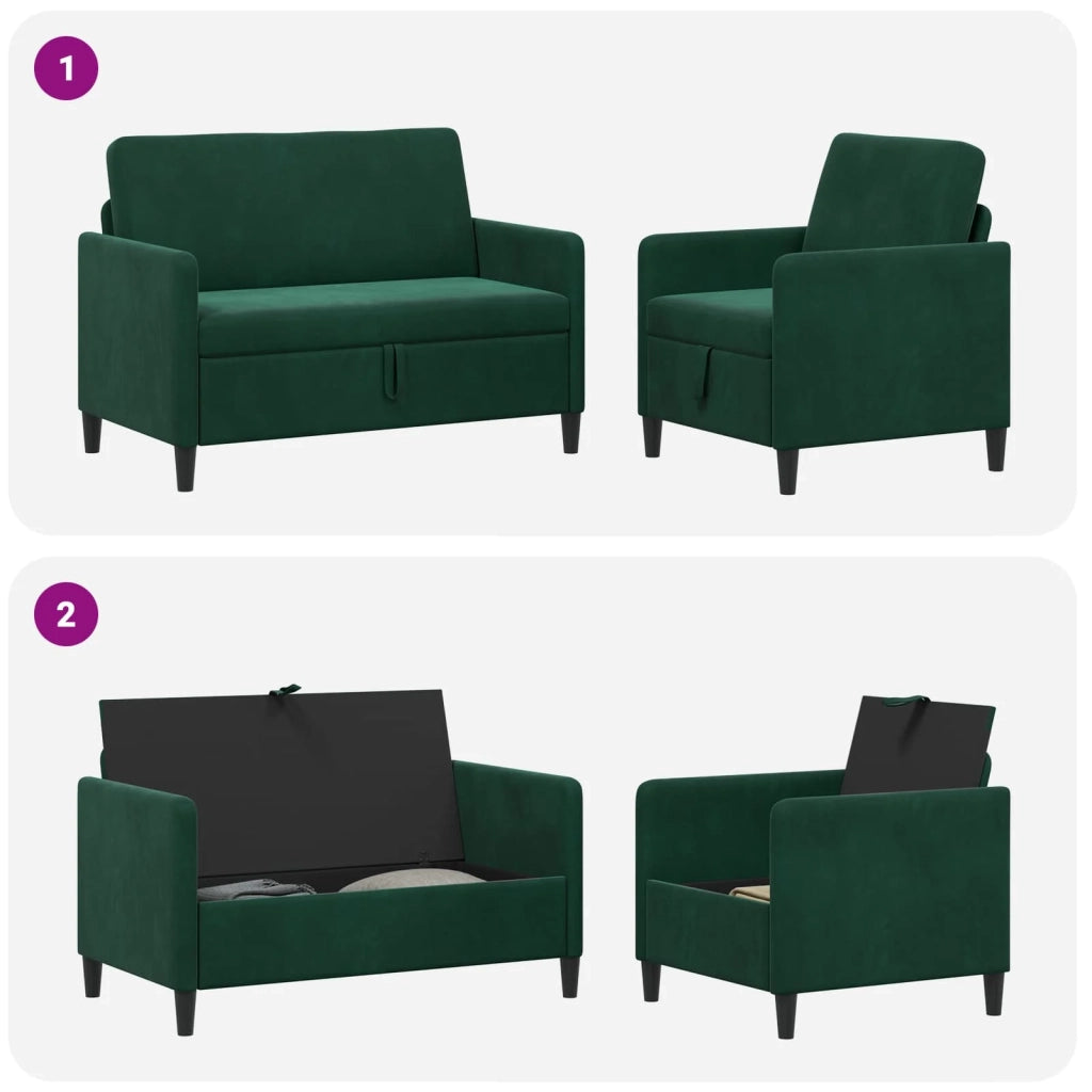Set di Divani con Storage 2 pz Verde Scuro Poliestere 3429164
