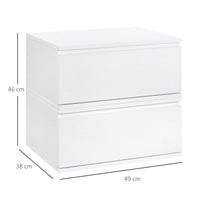 Set 2 Comodini Sospesi 49x38x23 cm in MDF e  Truciolato Bianco