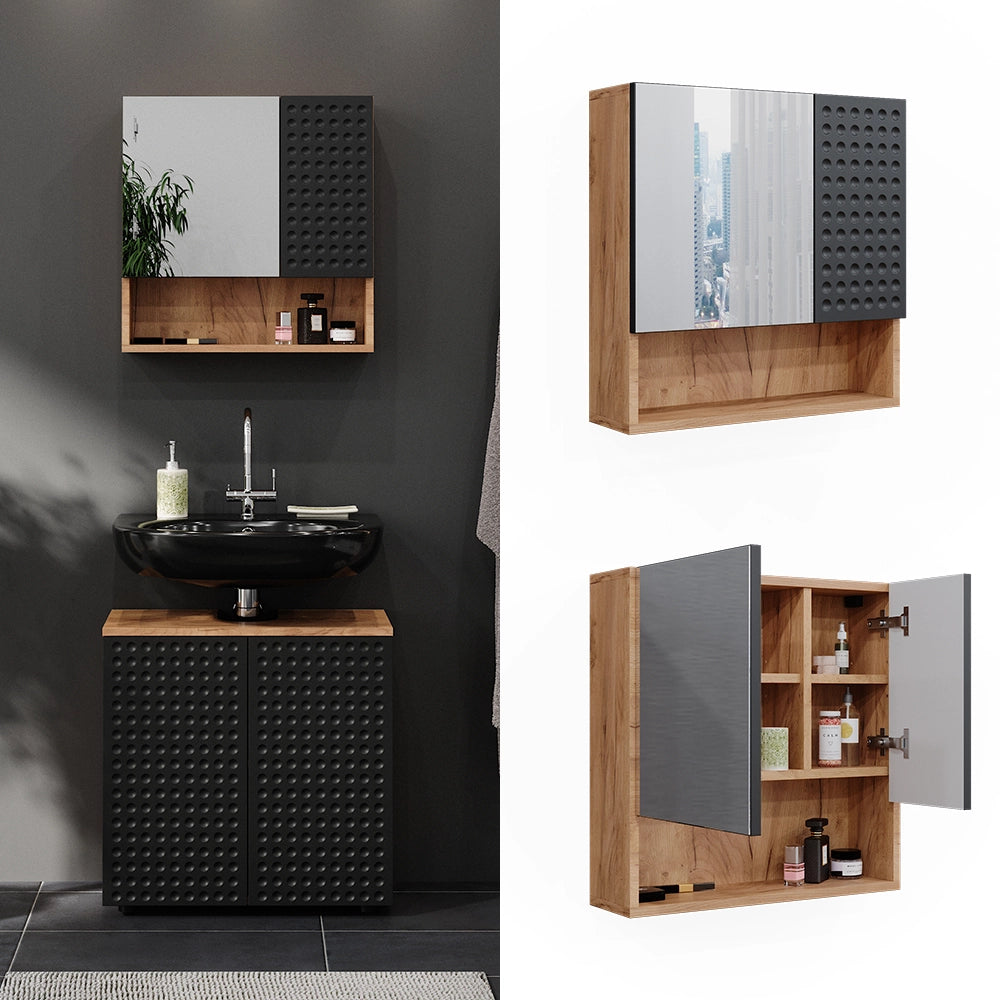 Vicco Mobile a specchio per il bagno Antracite puntinato 54 x 55 cm