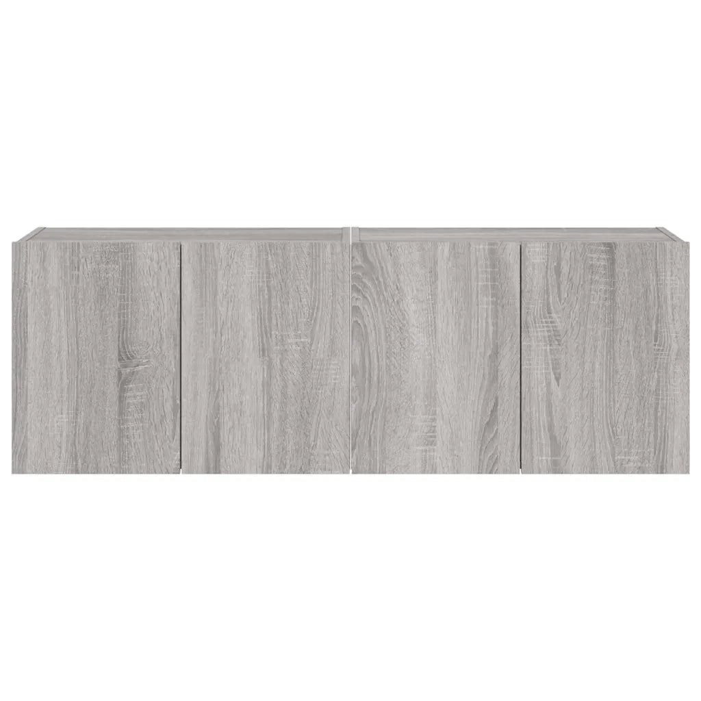 Mobili TV a Parete con Luci LED 2pz | Armadietto TV | Mobile Porta TV Grigio Sonoma 60x35x41 cm