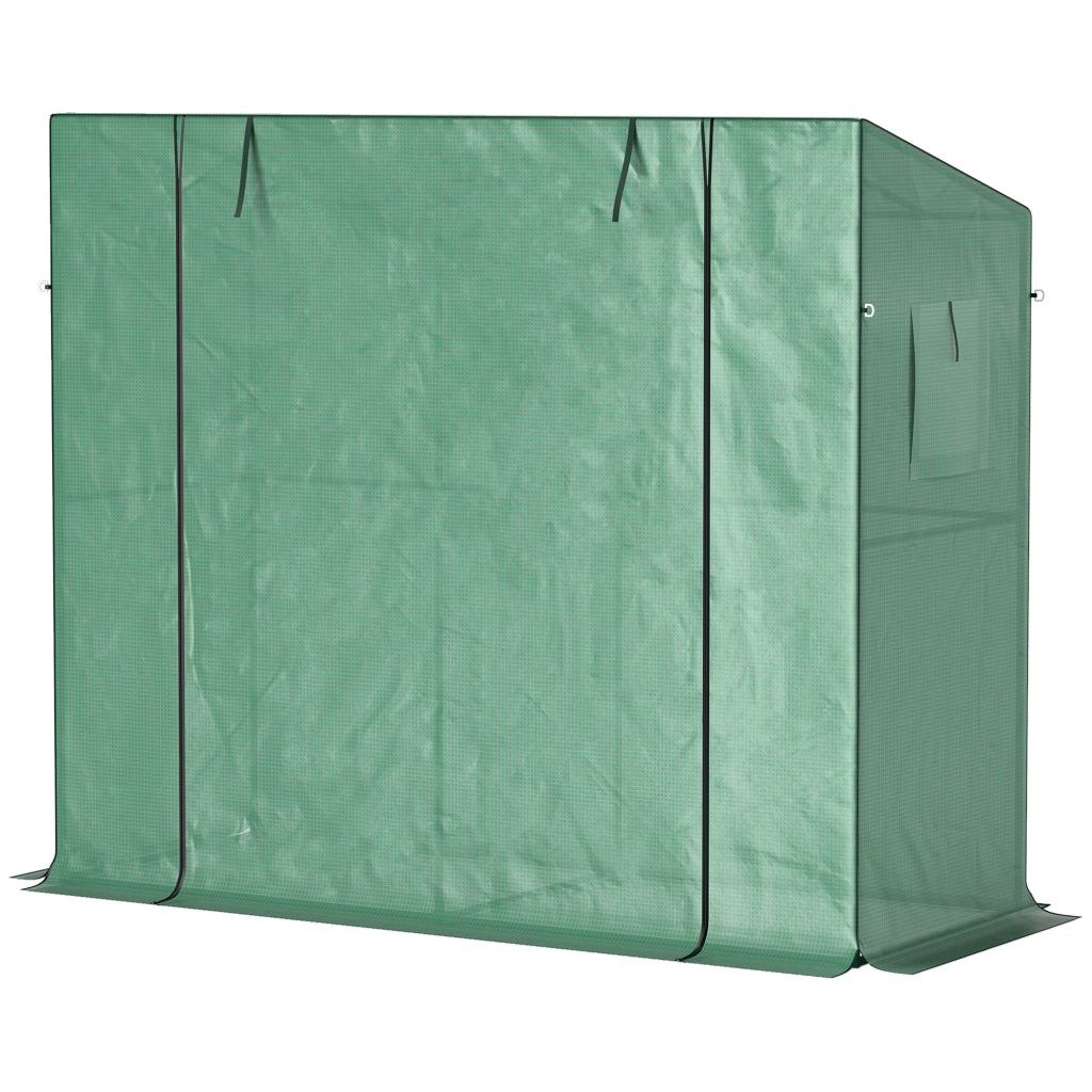 Serra da giardino addossabile con porta avvolgibile ¨C Xylo ¨C verde, finestre in rete, UV-resistente