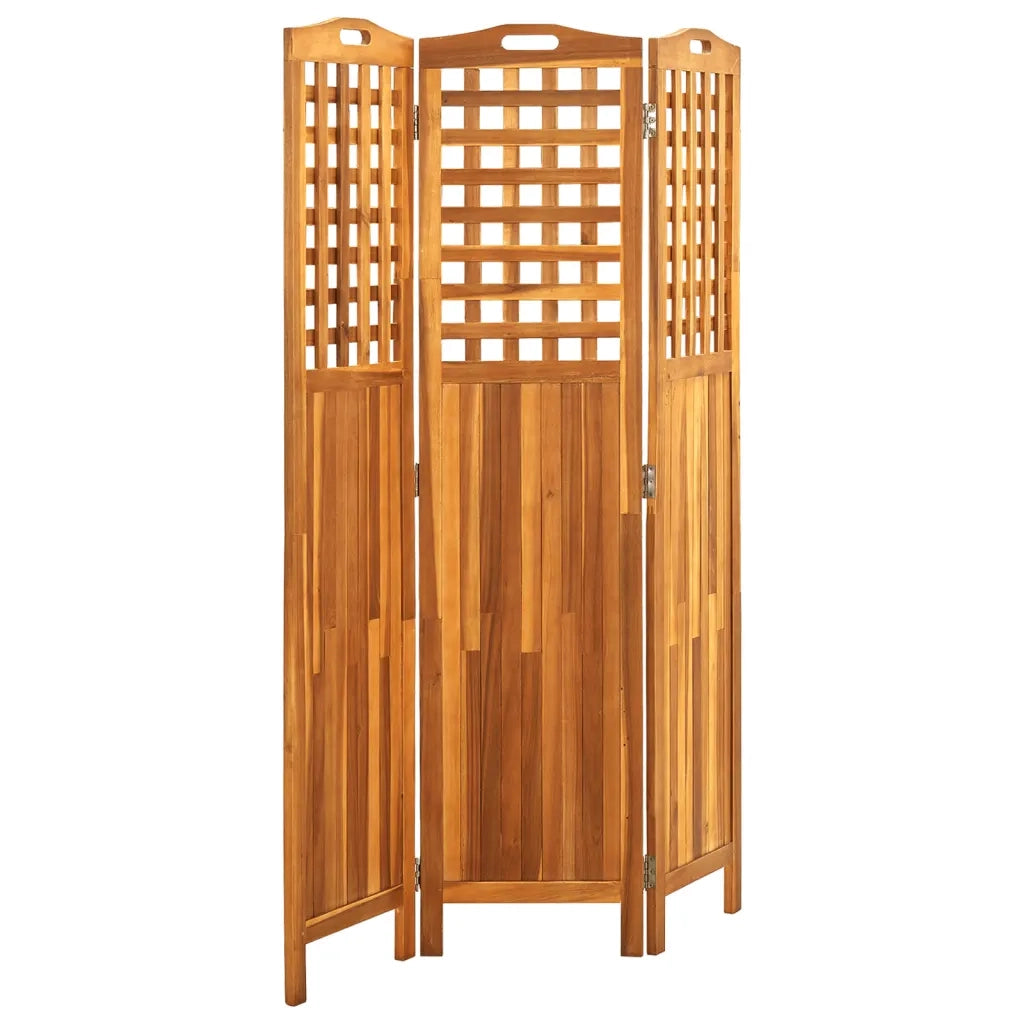 Divisorio Ambienti | Divider per stanze | Paravento a 3 Pannelli Grigio 121x2x170 cm in Massello Acacia