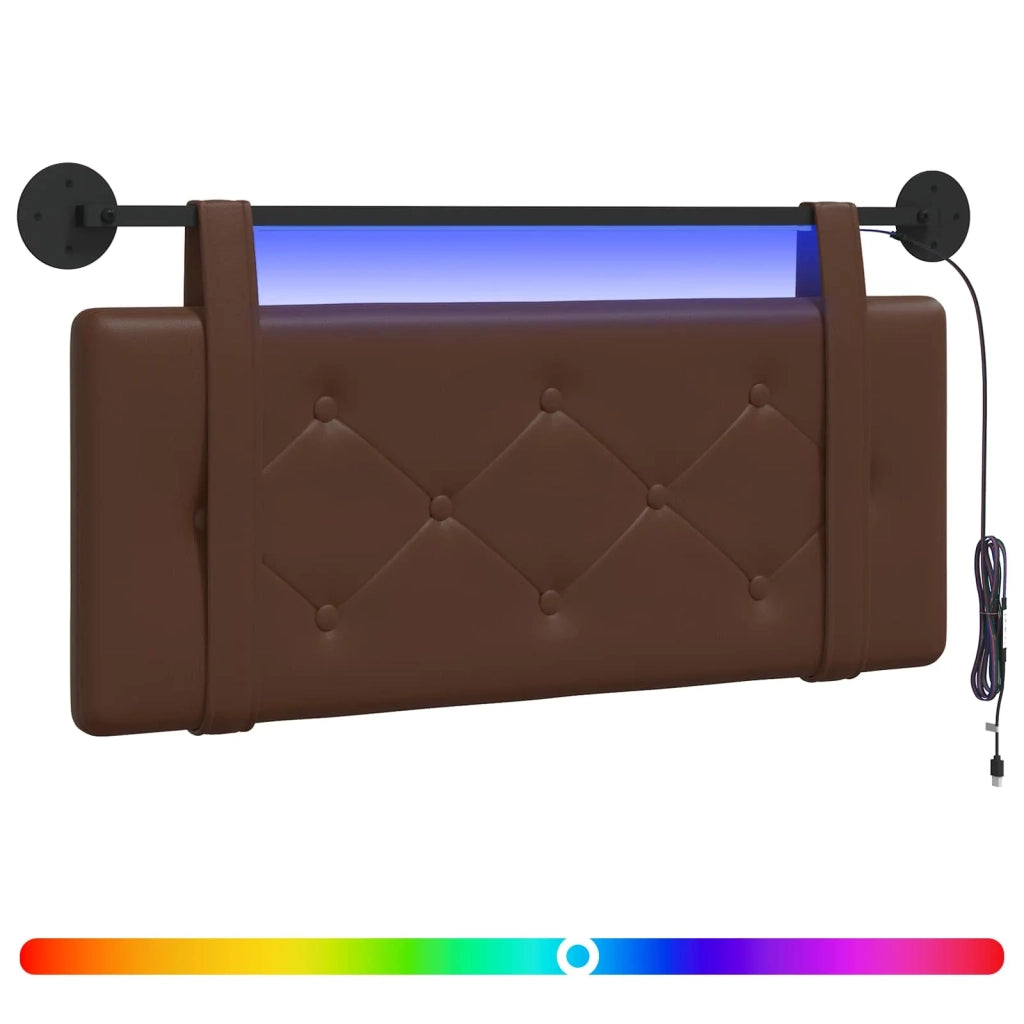 Testiera | Testata sospesa Con luce LED Marrone Similpelle