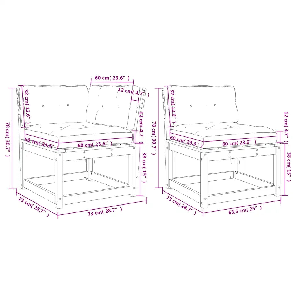 Set Divani Giardino 6pz con Cuscini Bianco Legno Massello Pino 3217026