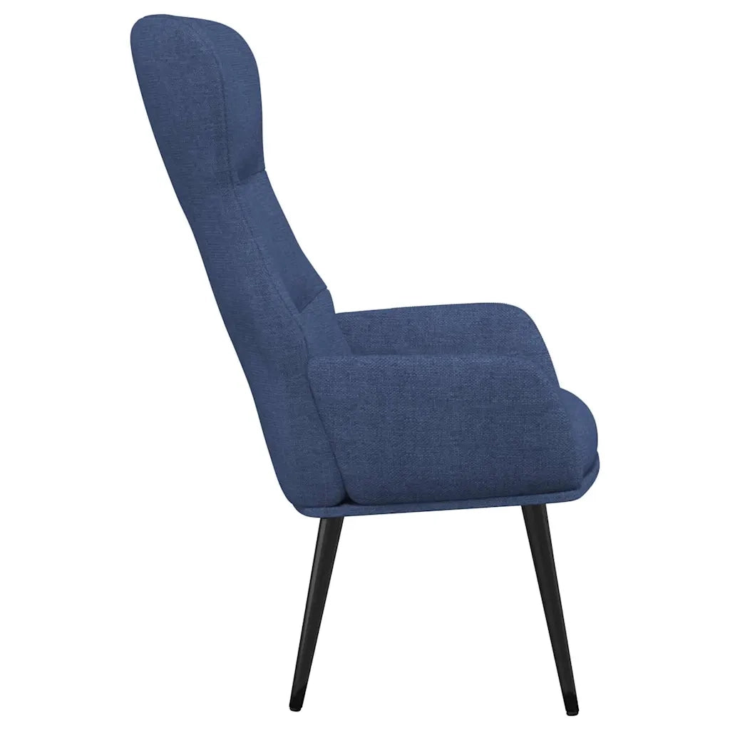 Divano Sedia-Poltrona Relax con Poggiapiedi Blu in Tessuto 366752