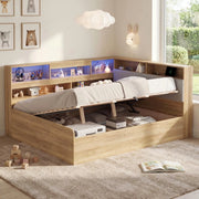 Letto Contenitore Singolo Xylo ¨C 140x200 ¨C Legno Naturale con LED e USB